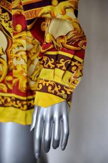 RENATO NUCCI Baroque Style Button Down SILK Dress Shirt Scarf Print 
