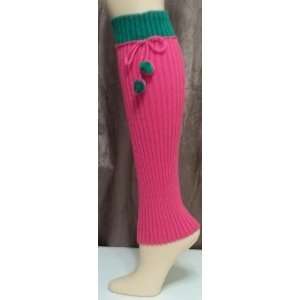   Womens Ribbed Knit Leg Warmers Pink/green (One Size) 