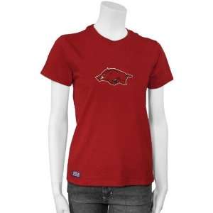  Arkansas Razorbacks Cardinal Ladies Team Logo T shirt 