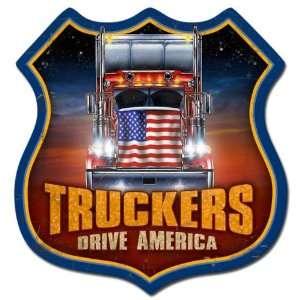  Truckers Drive America Route 66 Metal Sign