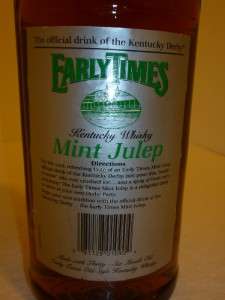 EARLY TIMES KENTUCKY DERBY WHISKY MINT JULEP DISCONTINUED 1988 BOTTLE 