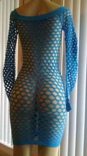 Blue New Party Fishnet mini dress Dancewear Club wear Beach wear 