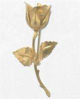 Vintage Signed Giovanni Gold Tone Metal Rose Brooch  