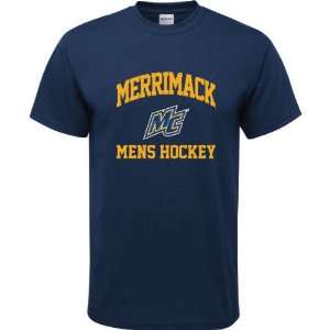  Merrimack Warriors Navy Youth Mens Hockey Arch T Shirt 