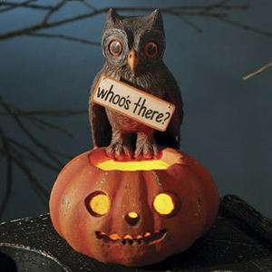 Bethany Lowe Hoot Owl on Jack O Lantern Pumpkin  