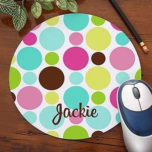  Personalized Computer Mouse Pads   Polka Dots Office 