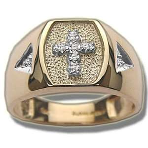  .06 ct Mens Diamond Cross Ring In Bordered Background 