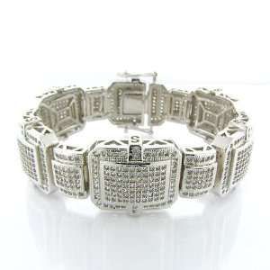 Mens Iced Out Hip Hop White Gold Plated 24mm 9 Lab Diamond Micro 