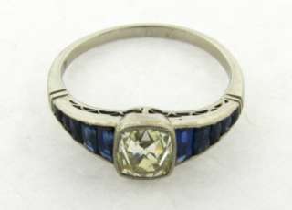 Exquisite Art Deco Old Mine Cushion Cut Diamond 10 Sapphires Platinum 