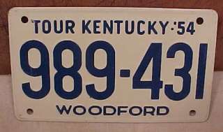1954 KENTUCKY LICENSE PLATE CEREAL PREMIUM  