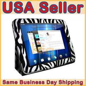 Leather Case Cover Skin for HP Touchpad METALLIC ZEBRA + Screen 