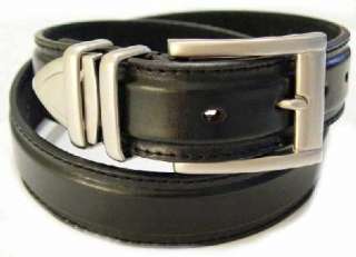 Mens Leather Dress Belt With Double Metal Keepers and Matching Tip 