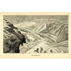  1886 Wood Engraving Buerbrae Glacier Odda Hordaland Fjord 