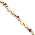 New Beautiful 14k Gold Polished Red Ruby/Natural Diamond Link Gemstone 
