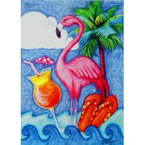  Pink Flamingo Tropical Scene Large Summer Flag 28 X 40 for 