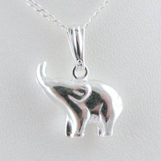   & White Sapphire Elephant Pendant/Necklace with 18 Chain Jewelry