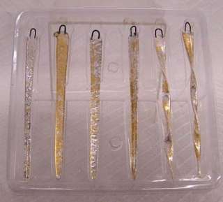 CHRISTMAS SILVER&GOLD GLASS ICICLE DROP ORNAMENTS SET 6  