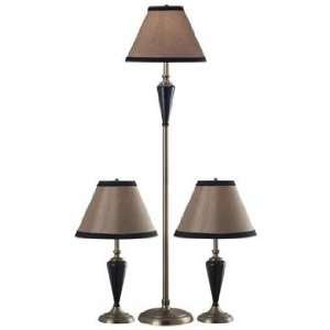  Set of 3 Hunley Bronze Floor and Table Lamps