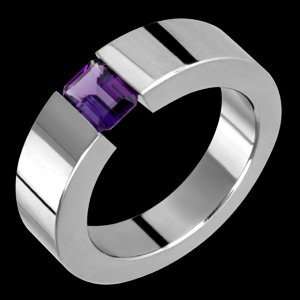  Adina   size 4.75 Titanium Ring with Tension Set Amethyst 