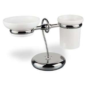  Idra Soap Dish and Toothbrush Holder with Base in Chrome 