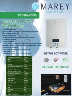 Tankless Water Heater Marey ECO180 Electric Free S&H  