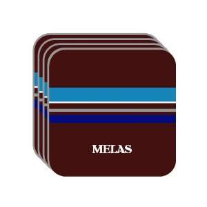 Personal Name Gift   MELAS Set of 4 Mini Mousepad Coasters (blue 