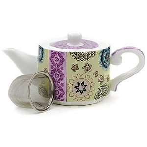 Hues & Brews Namaste Mehndi 24 oz Teapot with Stainless Steel Infuser 