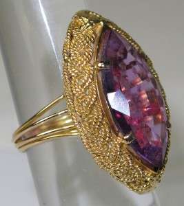 Rare Victorian 18K Yellow Gold 3.50ctw Amethyst Ring Size 6.5~Retail $ 