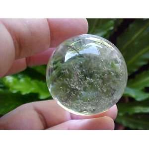   E8711 Gemqz Clear Quartz Carved Sphere Inclusions  