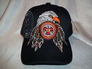 NATIVE PRIDE W/ EAGLE & FEATHERS BALL CAP HAT IN BLACK  
