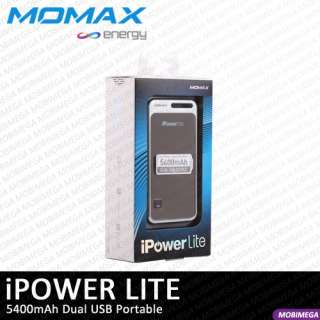 Momax iPower Lite 5400mAh Battery Dual USB Portable Charger Power Bank 