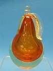 VINTAGE SOMMERSO MURANO GLASS PEAR PAPERWEIGHT / BOOKEND ~ 6.25
