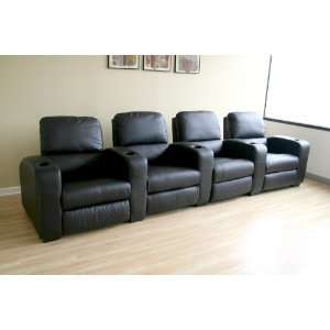   Interiors Black or Burgundy Leather 4 Piece Theater Seating Home