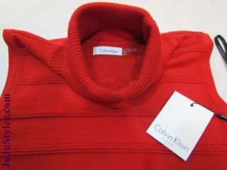   Klein Sleeveless Turtleneck Red Stretch Knit Dress Size M L  