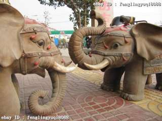 Large Wucai porcelain Dragon phenix Lucky Elephant Pair  