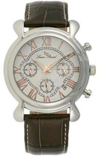 Lucien Piccard Mens Brown Leather 3 Eye Chrono Watch  