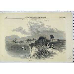  1851 View Margate Cliffs Town Ships England Old Print 