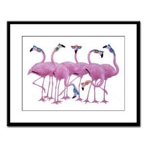  Large Framed Print Cool Flamingos with Sunglasses 