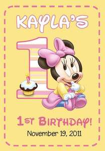 MINNIE MOUSE 1ST BIRTHDAY LOOT / TREAT / GOODY BAG LABELS  