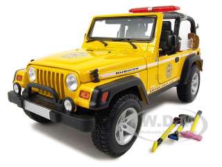   diecast car model of jeep wrangler rubicon brush fire unit yellow