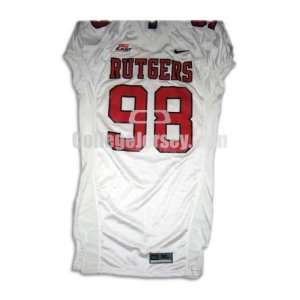  White No. 98 Game Used Rutgers Nike Football Jersey 