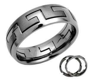 Mens Two Piece 7mm Titanium Jigsaw Puzzle Band Ring  