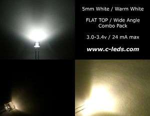 100) 5mm White and Warm White FLAT LED Combo Pack USA  