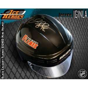  Jarome Iginla Calgary Flames Autographed Black Mini Helmet 