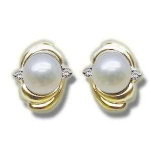  .06 ct 2 6mm White Pearl Earring Jewelry