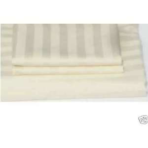   Cotton Sateen Sheet Set Luxury Queen Ivory Stripe