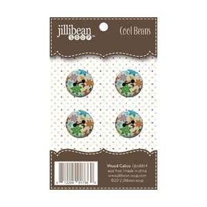 Jillibean Soup Wood Buttons 4/Card Calico 1.5cm; 4 Items/Order