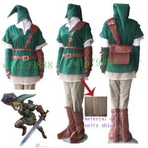 Legend of Zelda link anime Cosplay costume all size man  