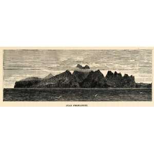  1888 Wood Engraving Juan Fernandez Ocean Island Mountains 