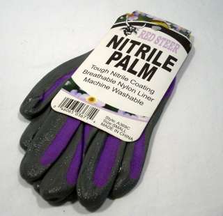 Red Steer Womens Ladies Nitrile Palm Gardening Gloves  